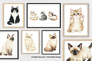 15 Bundle Watercolor Lazy Cats Kiten, an Animal Illustration by Morspective (Thumbnail 4 of 8)