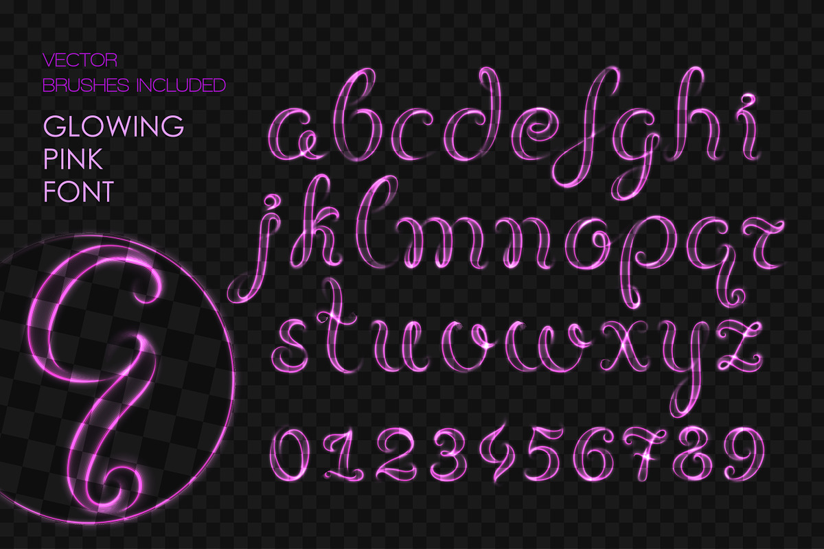 8 NEON BRUSHES / ELEGANT FONT, a Brush Add-On by Nadin_Lebedeva (Photo 6 of 8)