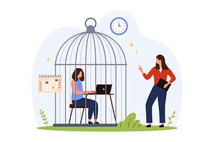 Trapped Cage Office Art, a Technology Illustration by Flashvector