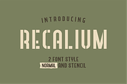 Recalium Stencil, a Sans Serif Font by 24Design Studios (Thumbnail 1 of 5)