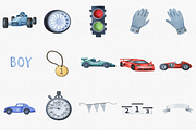 Watercolor Race Car Clipart Set, a Transportation Illustration by CropUp Creative (Thumbnail 2 of 4)