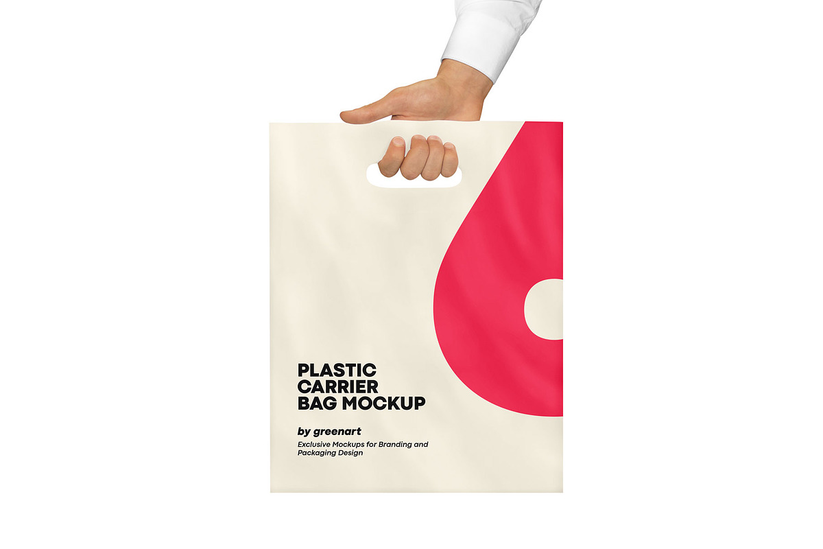 Plastic Carrier Bag Mockup, a Packaging Mockup by Green Art (Photo 1 of 5)