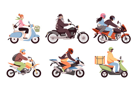Motorcyclists people. Happy motor, a Transportation Illustration by YummyBuum