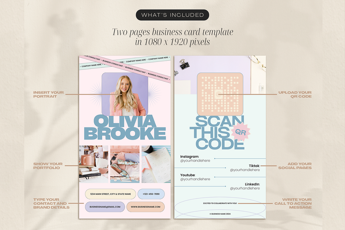 Pastel Digital Business Card, a Marketing Template by Creatif Foundry (Photo 3 of 6)