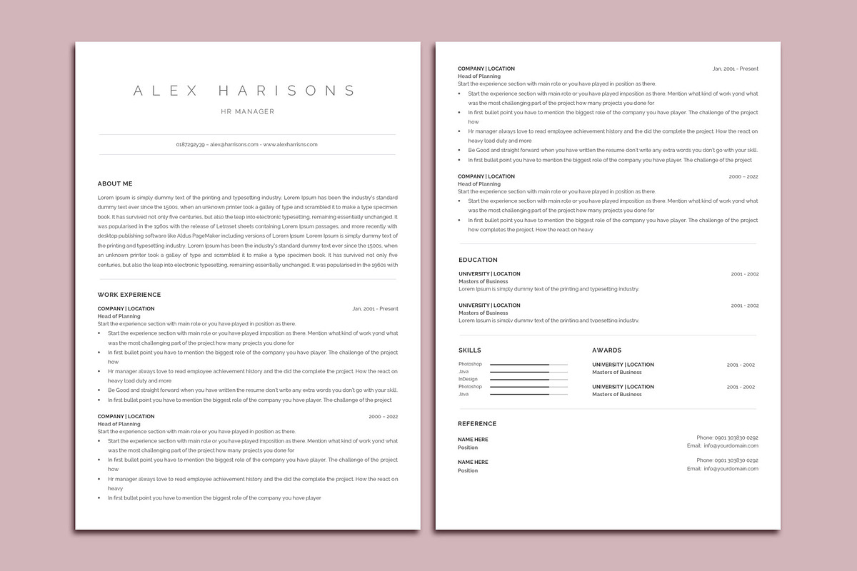 US & A4 Minimal Resume in Word, a Resume Template by paulresume (Photo 2 of 3)