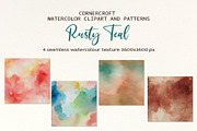 Rusty Teal Floral Clipart & Patterns, an Illustration by Corner Croft (Thumbnail 5 of 13)