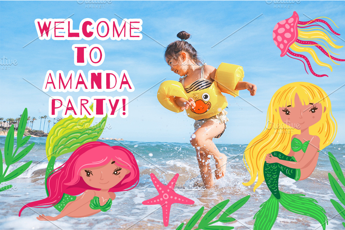 Mermaids - magic vector set, an Animal Illustration by Beauty Drops (Photo 6 of 12)