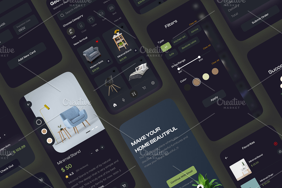 Furniture Shopping App UI Kits, an App Template by uiwarrior (Photo 5 of 6)