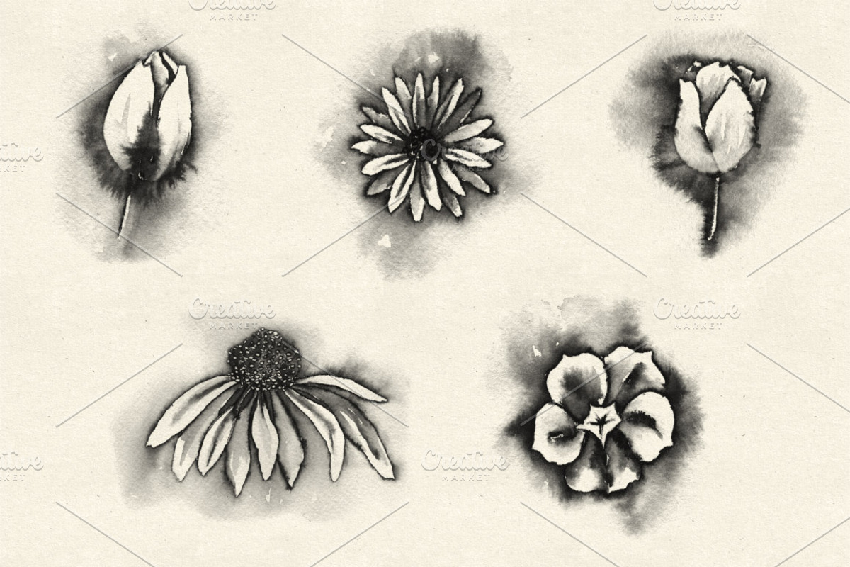 Watercolor Flowers Brush Pack 1 preview 3