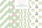 Preppy Pink Bow Christmas Tree, a Seasonal Illustration by LABFcreations (Thumbnail 2 of 4)
