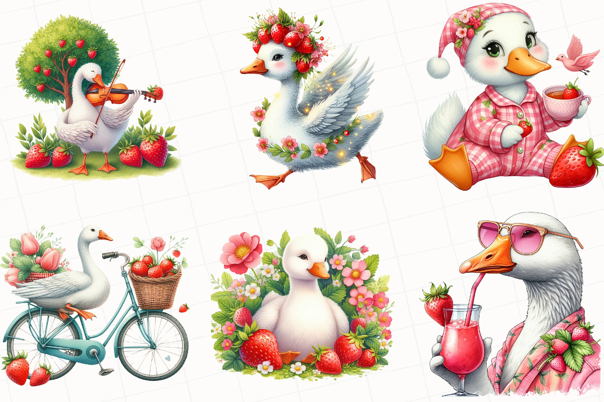 Strawberry Goose Clipart, an Illustration by OK Design (Photo 4 of 5)