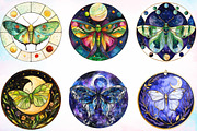 Lunar Moth and Moon Stained Glass, an Illustration by Canvas Craft (Thumbnail 4 of 5)
