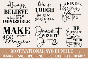 Motivational Quotes Svg Bundle, a Decorative Illustration by Design Station
