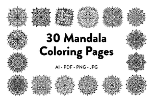 30 Mandala Coloring Pages / Vectors