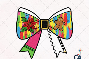 Christmas Colorful Bow Png, an Illustration by Creative Art
