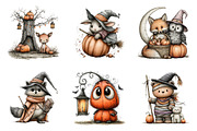 Whimsical Woodland Halloween Clipart, a Transportation Illustration by SinaCreation (Thumbnail 3 of 8)