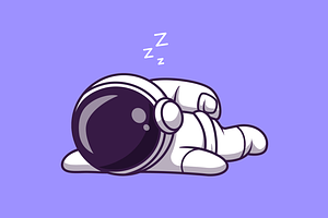 Cute Astronaut Sleeping Cartoon