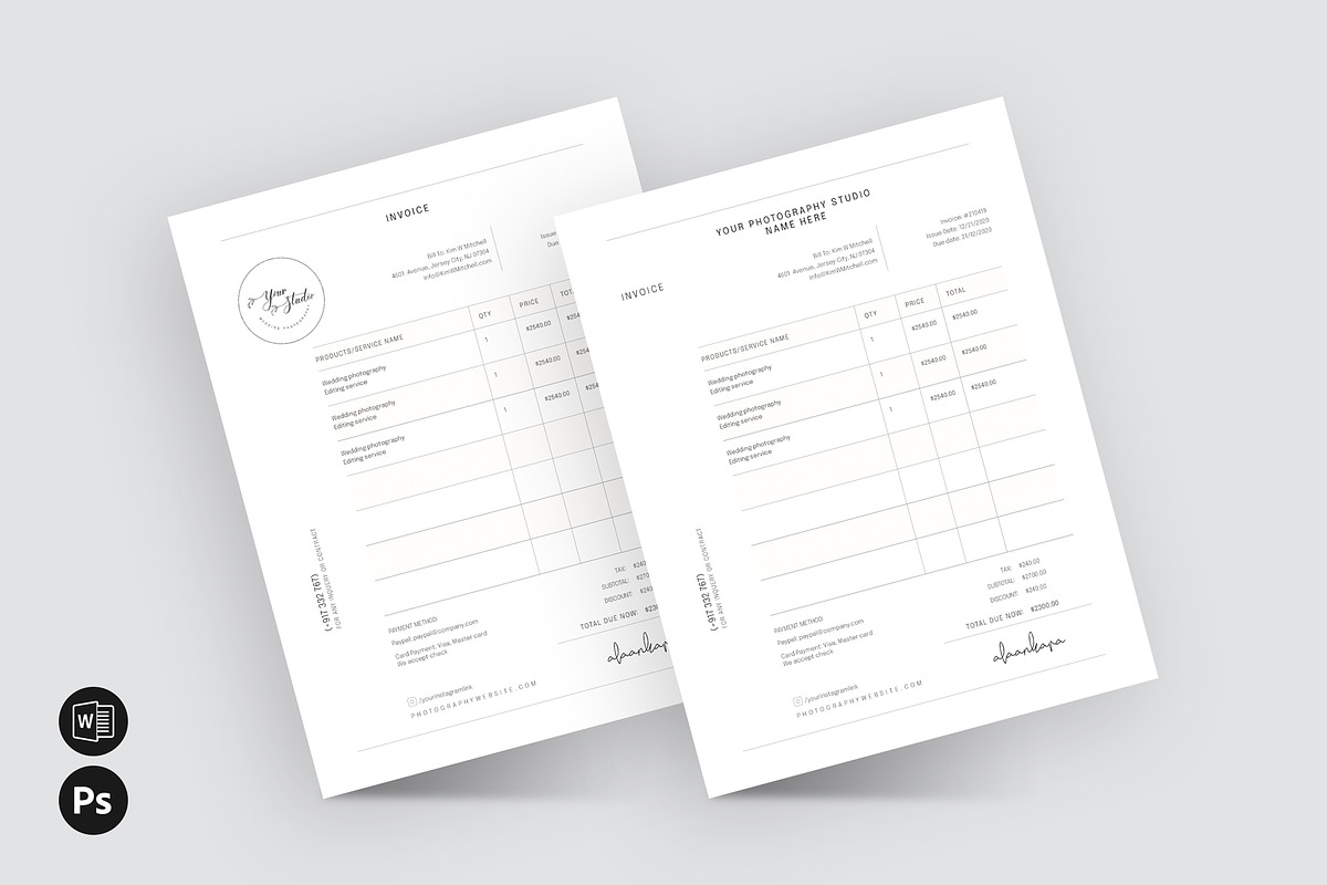 Printable Modern Invoice Template, a Stationery Template by Axpand (Photo 4 of 6)