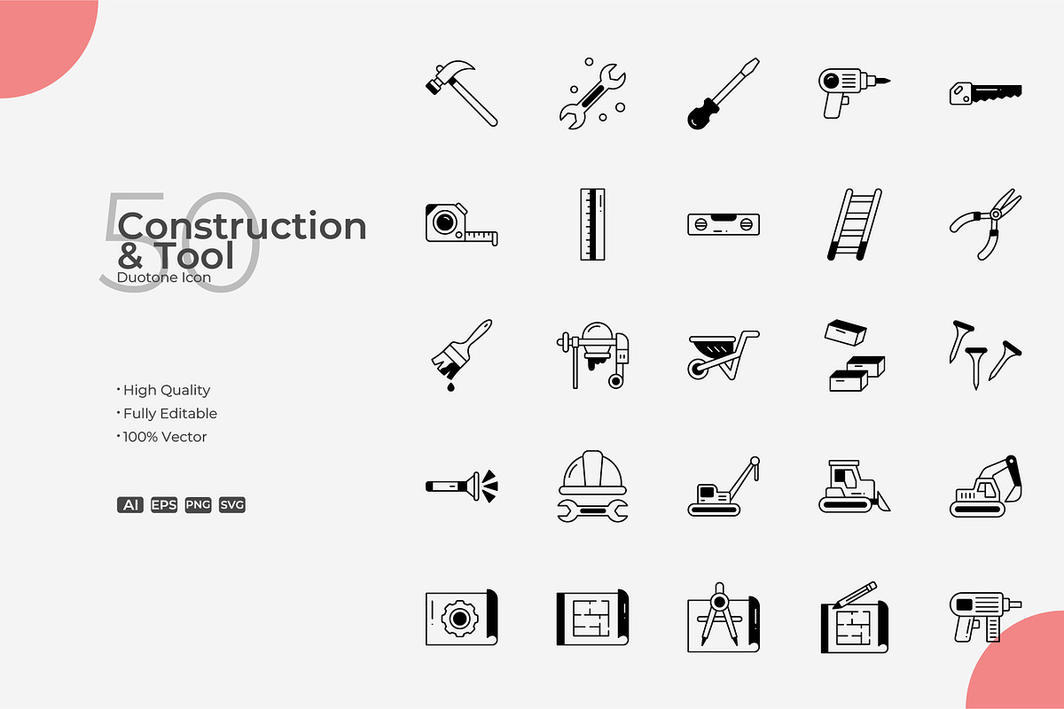 Construction And Tool Duotone Icons, a Duotone Icon by Bloodline