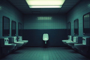 Spacious restroom interior with mult, a Photo by Tanuart