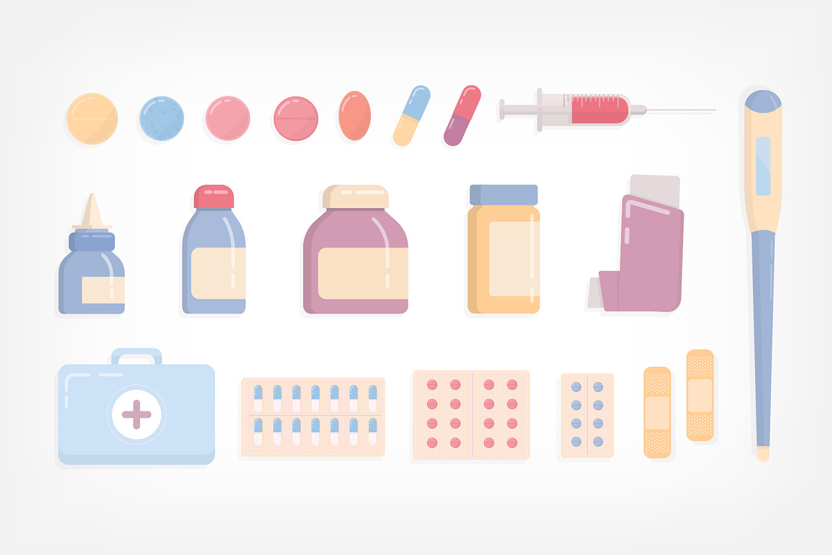 Pills and drugs set, backgrounds, a Healthcare Illustration by Good Studio (Photo 3 of 8)