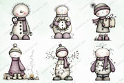 Whimsical Christmas Snowman Clipart, an Illustration by Creative Art (Thumbnail 5 of 10)
