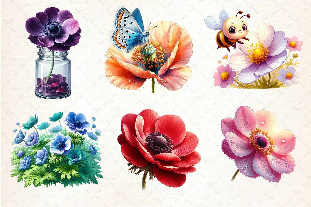 Anemone Flower Bloom Clipart, an Illustration by Dream Creation (Photo 2 of 6)