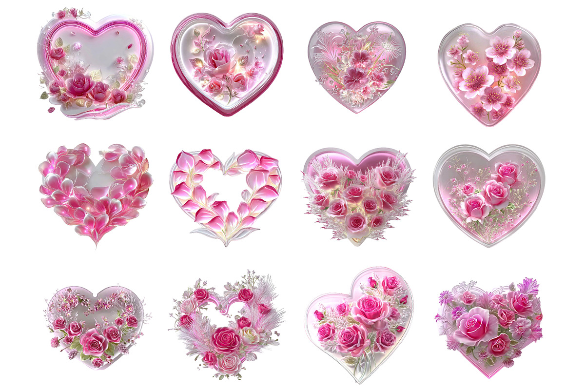 Elegant Rose Heart Clipart, an Illustration by DreamArtGraphic (Photo 2 of 5)
