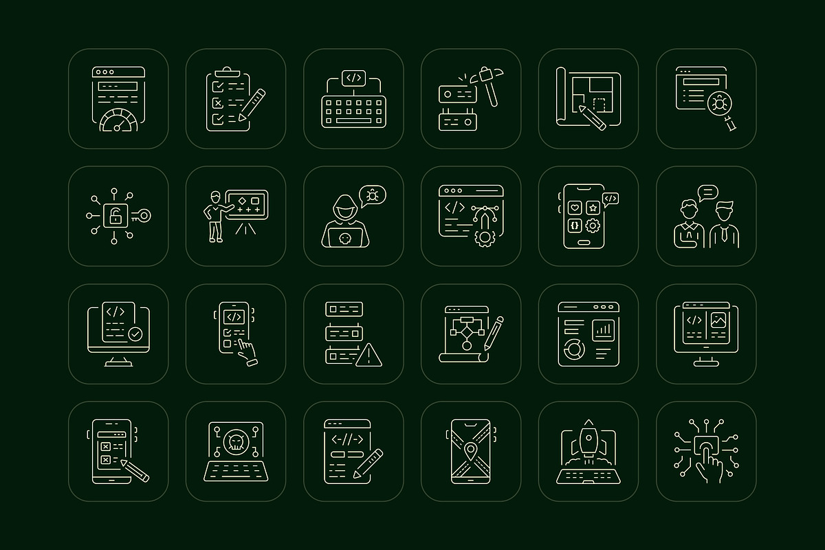 Animated Development Icon Art Set, an Outline Icon by Prosymbols (Photo 3 of 4)
