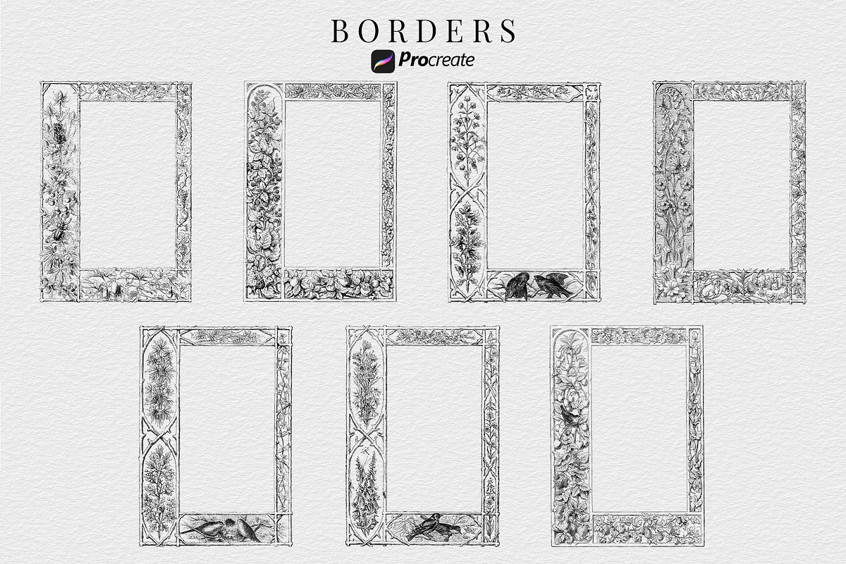 Procreate Vintage Nature Borders, a Brush Add-On by AW Studios (Photo 3 of 9)