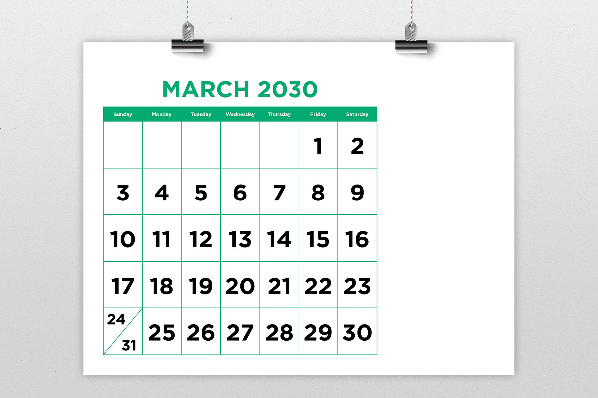 2030 Large No. Color 8.5x11 Calendar, a Stationery Template by Running With Foxes (Photo 3 of 6)