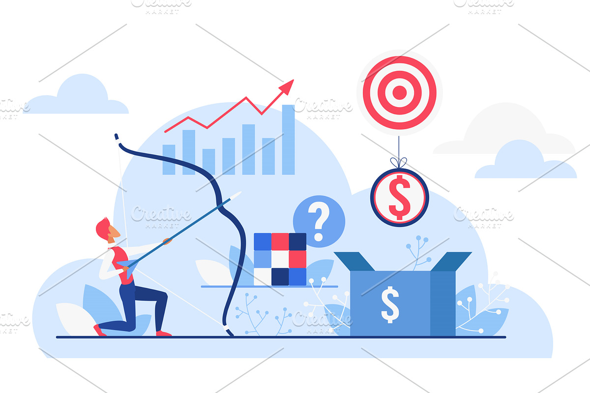 Business cloud solutions targeting, a Finance Illustration by Lemberg Vector