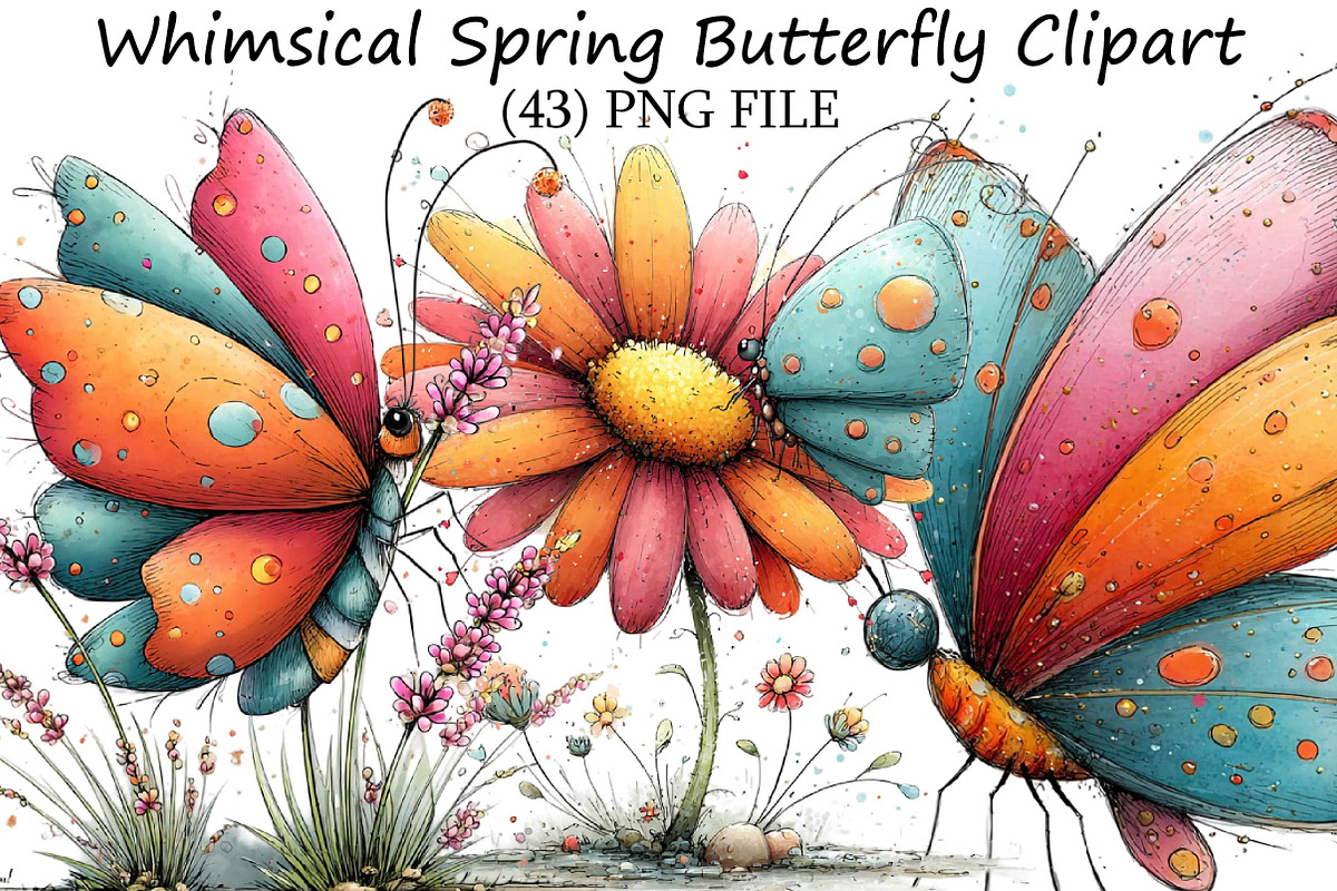 Whimsical Spring Butterfly Clipart, an Illustration by DreamPrint404 (Photo 1 of 6)