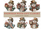 Snowman With Gift Clipart PNG, an Illustration by Memories By Lea (Thumbnail 3 of 17)