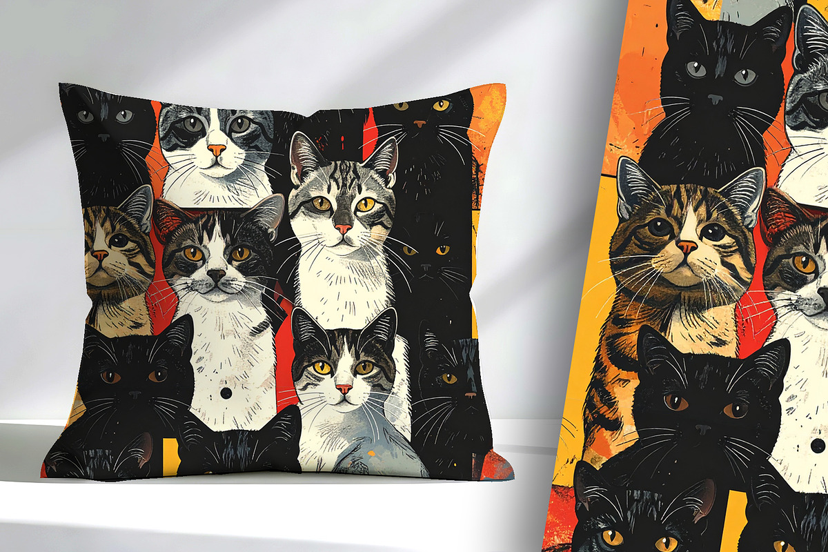 Black Cats Vintage Seamless Repeat, an Animal Illustration by Sharon Schwalbe (Photo 2 of 4)