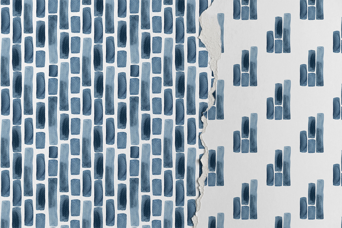 Indigo Watercolor Seamless Patterns, a Texture Illustration by YarovaArt (Photo 11 of 18)