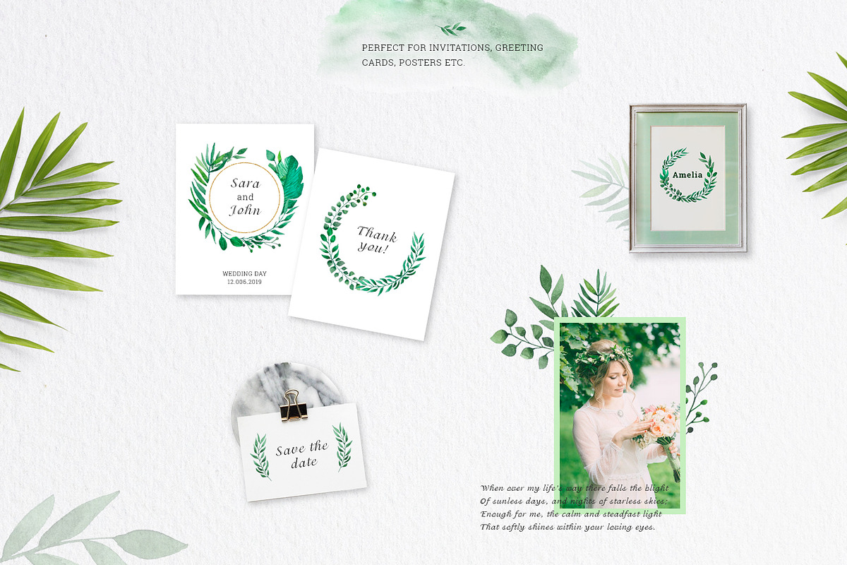 Watercolor Foliage Set, a Decorative Illustration by kate_illustration (Photo 6 of 6)