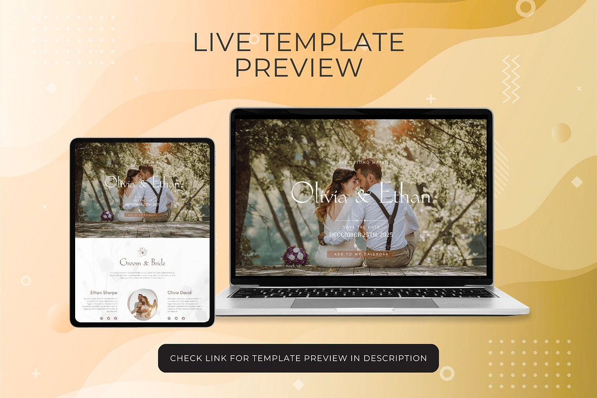 Wedding Invitation Website Template, a Landing Page Template by Kromatic Design Studio (Photo 2 of 8)