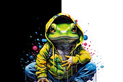 Cool frog wearing hoodie., an Animal Illustration by yod67 (Thumbnail 2 of 9)