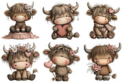 Quirky Valentine Highland Cow Clipar, an Illustration by Craft Nest (Thumbnail 7 of 10)