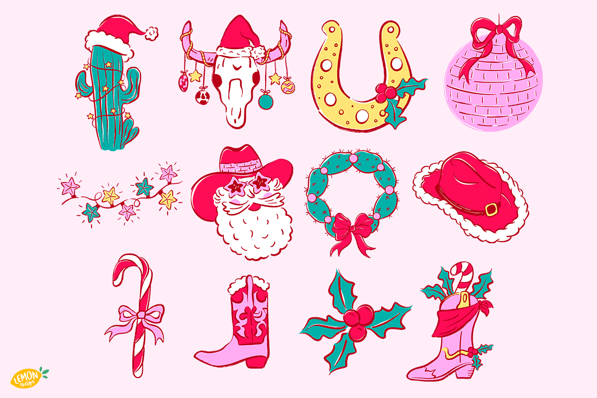 Howdy Christmas PNG Clipart Bundle, a Seasonal Illustration by LemonDesign (Photo 2 of 3)