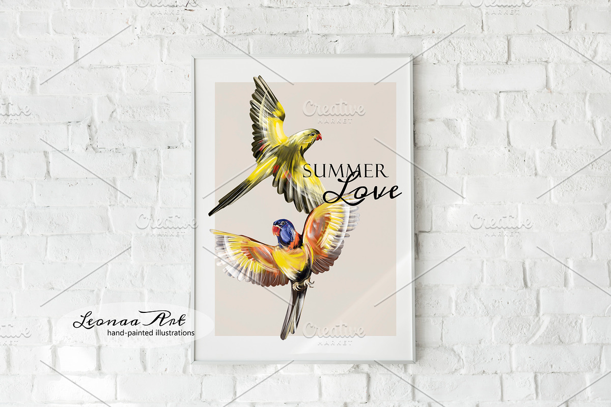 Colorful Parrots Clipart Set, an Animal Illustration by Leonaa art (Photo 4 of 5)