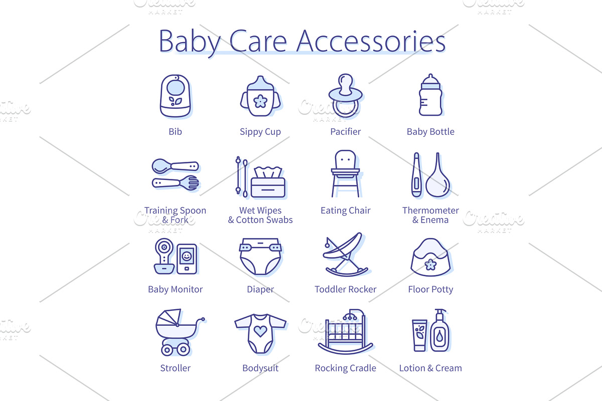 Accessories for feeding, milk bottle, a Healthcare Illustration by Iconicbestiary