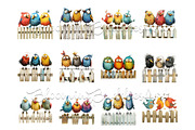 12 Quirky Birds on a Fence Clipart, an Animal Illustration by Art Paradise Studios (Thumbnail 8 of 8)