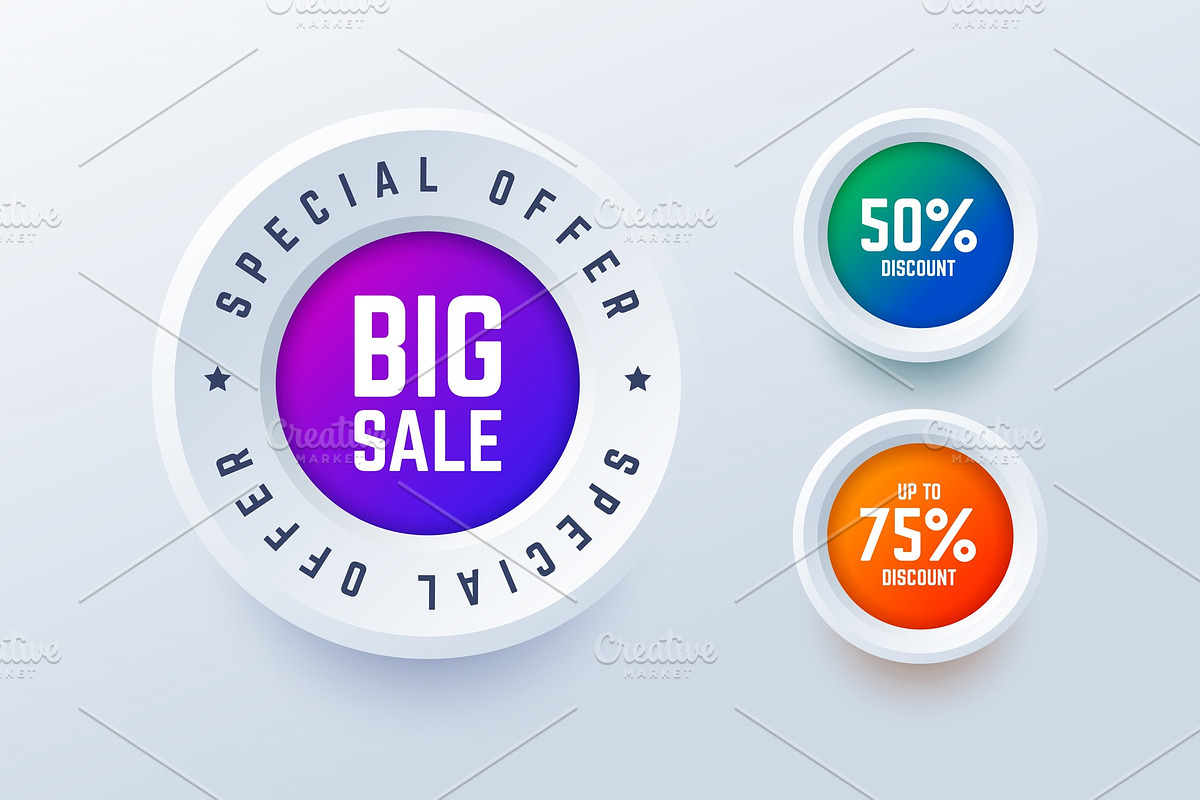 Special offer big sale round labels., an Object Graphic by zaniman