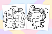 Cute Bunnies Coloring Pages Vol. 1, an Animal Illustration by Inkivelle Studio (Thumbnail 2 of 3)