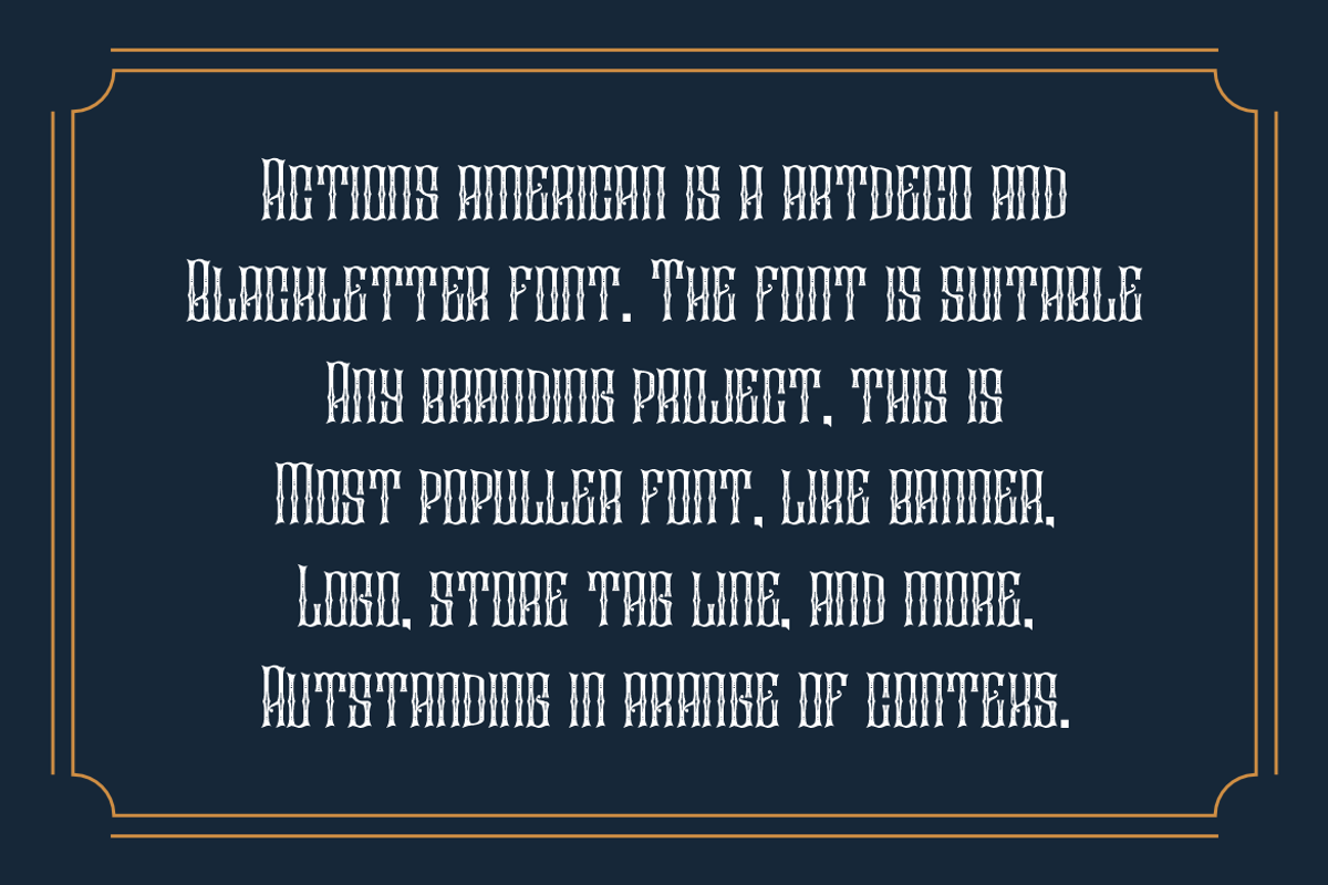 Actions American - Vintage Font, a Blackletter Font by QR Design Studio (Photo 5 of 8)