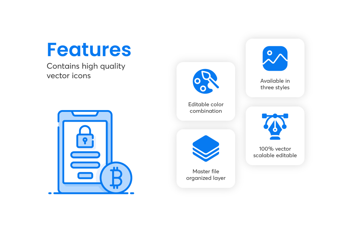 Bitcoin and Blockchain Icons, an Outline Icon by Brickclay (Photo 4 of 7)