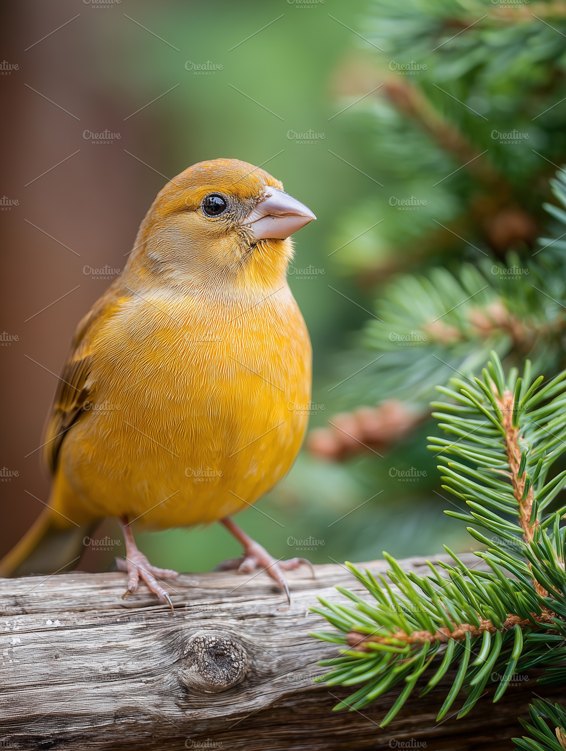 Beautiful golden songbird perched on, an Animal Photo by MistyDay
