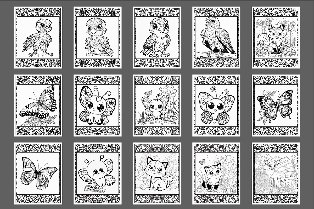 100 Cute Animals Coloring Pages, an Animal Illustration by Blue Digital Studio (Photo 4 of 5)